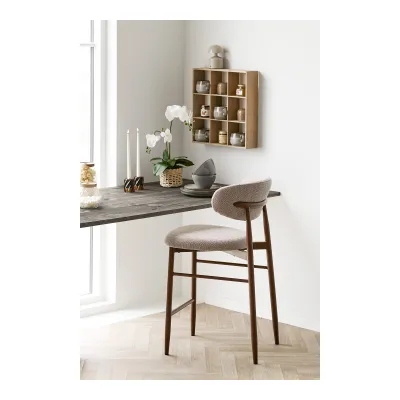 2er Set Levanto Barhocker Holzoptik Walnuss | Sandfarben