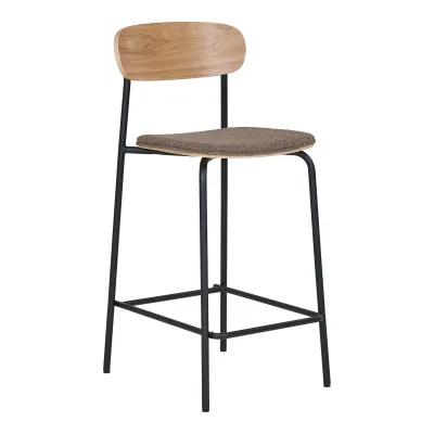 2er Set Estepona Barstuhl Barhocker Eschenholz Stoff | Braun/Schwarz 2er Set Estepona Barstuhl Barhocker Eschenholz Stoff | Braun/Schwarz