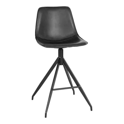2er Set Monaco Barhocker PU-Leder Stahl | Schwarz