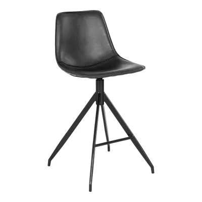 2er Set Monaco Barhocker PU-Leder Stahl | Schwarz