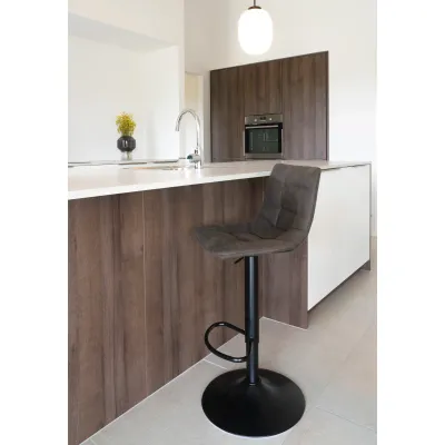 2er Set Middelfart Barstuhl Barhocker Mikrofaser Stahl | Dunkelgrau