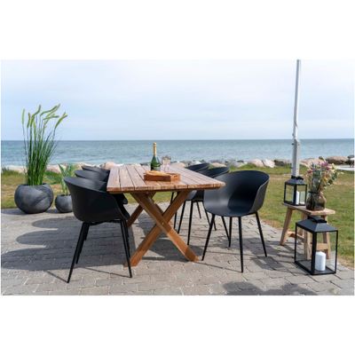 2er Set Roda Esszimmerstuhl / Gartenstuhl PP Stahl | Schwarz