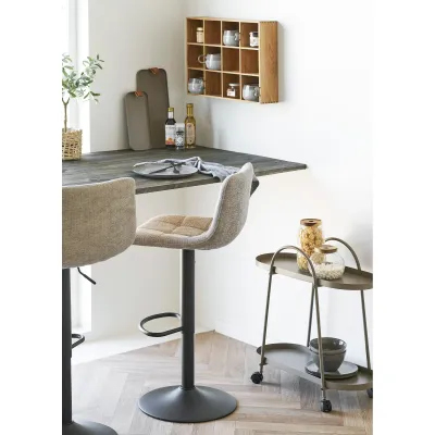 2er Set Middelfart Barhocker Barstuhl Stoff Stahl | Grau