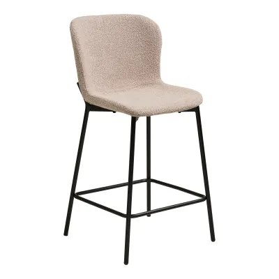 2er Set Maceda Barstuhl Barhocker Geschwungen Stoff | Beige 2er Set Maceda Barstuhl Barhocker Geschwungen Stoff | Beige