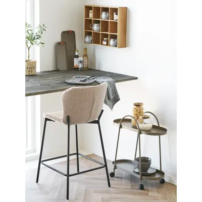 2er Set Maceda Barstuhl Barhocker Geschwungen Stoff | Beige