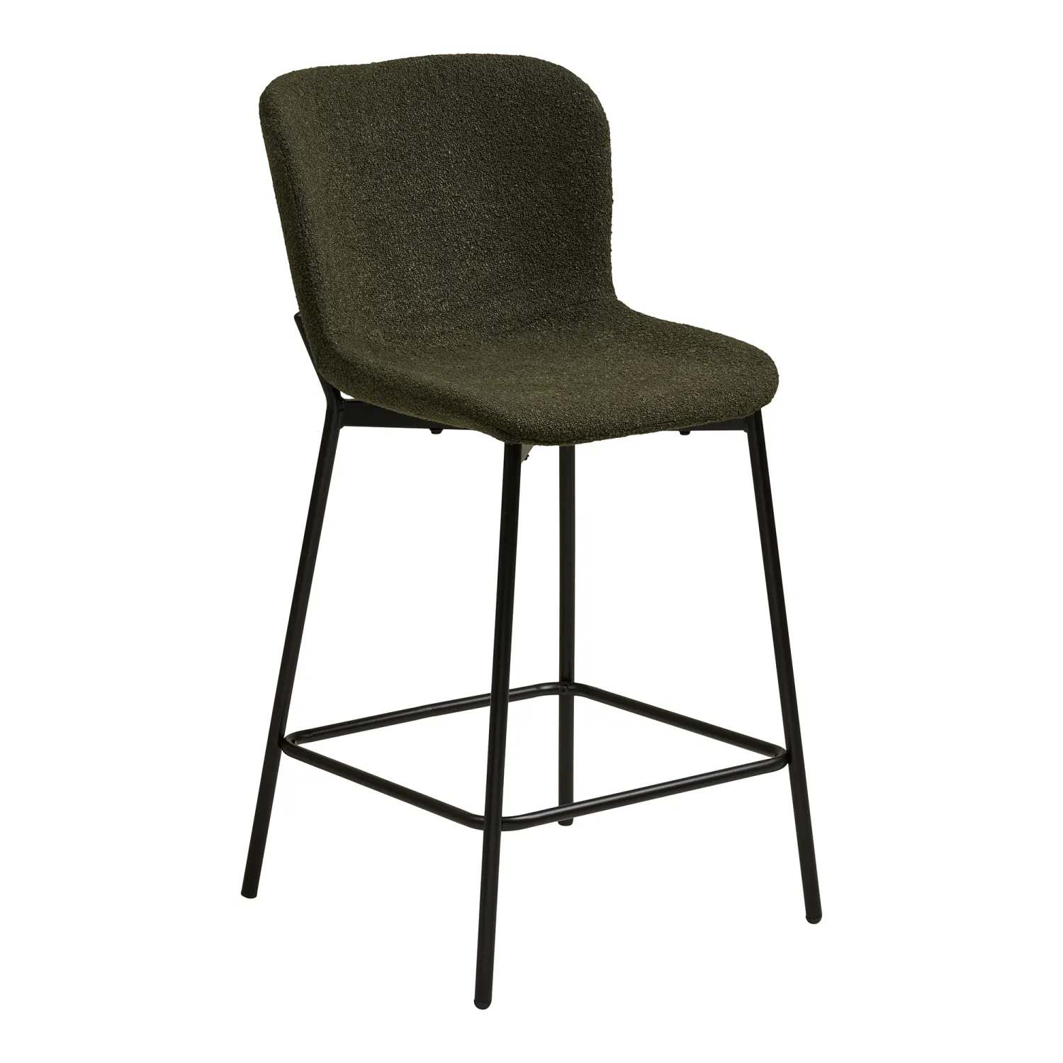 2er Set Maceda Barhocker Tresenstuhl Bouclé Stahl | Dunkelgrün 2er Set Maceda Barhocker Tresenstuhl Bouclé Stahl | Dunkelgrün