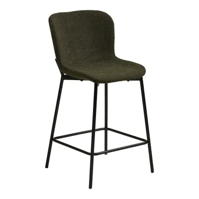 2er Set Maceda Barhocker Tresenstuhl Bouclé Stahl | Dunkelgrün 2er Set Maceda Barhocker Tresenstuhl Bouclé Stahl | Dunkelgrün