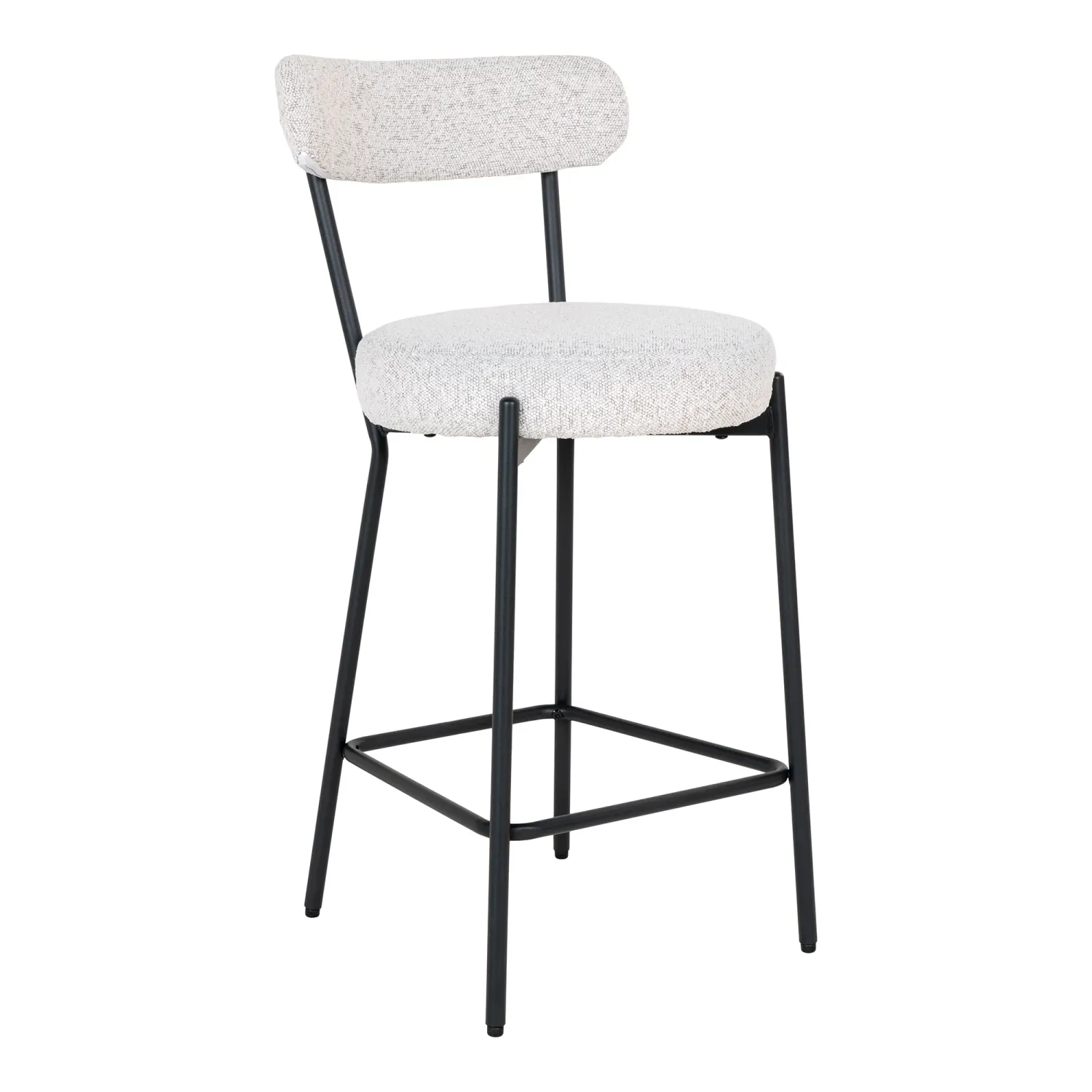 2er Set Badalona Barhocker Bouclé Stahl | Weiss 2er Set Badalona Barhocker Bouclé Stahl | Weiss