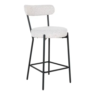 2er Set Badalona Barhocker Bouclé Stahl | Weiss 2er Set Badalona Barhocker Bouclé Stahl | Weiss