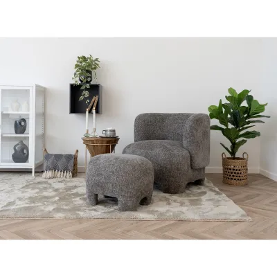 Nazare-Set Lounge-Sessel Pouf Stoff | Grau