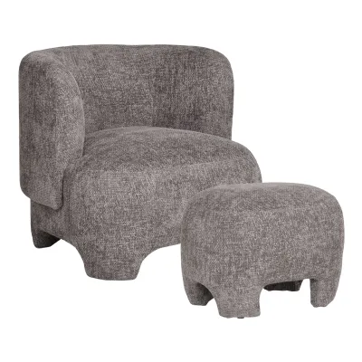 Nazare-Set Lounge-Sessel Pouf Stoff | Grau Nazare-Set Lounge-Sessel Pouf Stoff | Grau