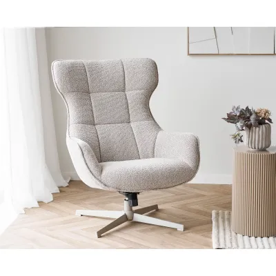 Turin Lounge-Sessel Drehsessel Stoff | Natur