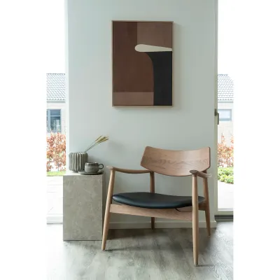Olvera Lounge Stuhl / Sessel Eiche PU-Kissen | Natur/Schwarz