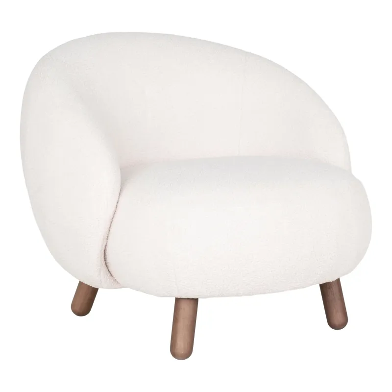 Savona Lounge Sessel Kunstlammfell Walnussoptik | Weiss Savona Lounge Sessel Kunstlammfell Walnussoptik | Weiss