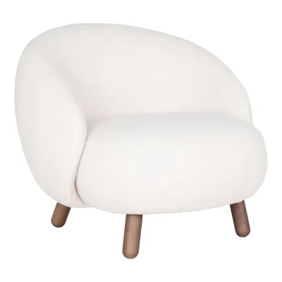 ​Savona Lounge Sessel Kunstlammfell Walnussoptik | Weiss