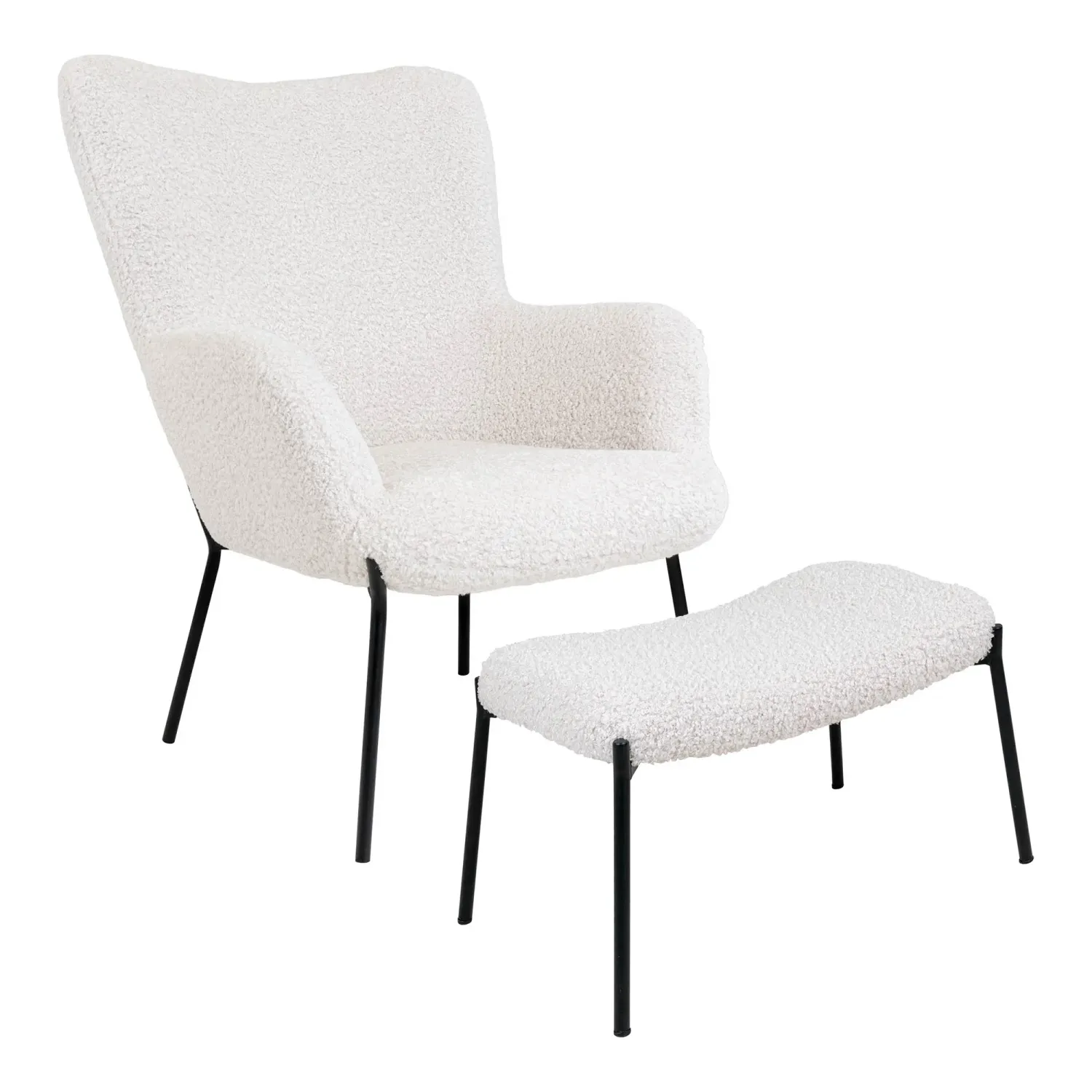 Glasgow-Set Lounge-Sessel Fussstütze Stoff | Weiss Glasgow-Set Lounge-Sessel Fussstütze Stoff | Weiss