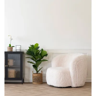 Setubal Lounge-Sessel Kunstfell Stoff | Cremeweiss