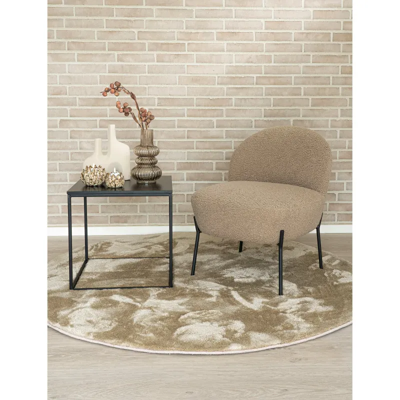 Merida Lounge-Chair / Sessel Kunstlammfell Stahl | Graubraun