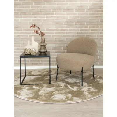 Merida Lounge-Chair / Sessel Kunstlammfell Stahl | Graubraun