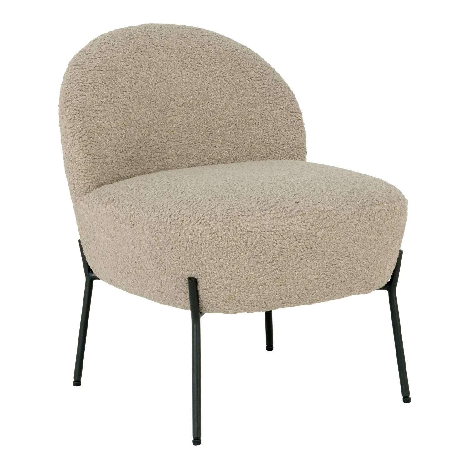 Merida Lounge-Chair / Sessel Kunstlammfell Stahl | Graubraun