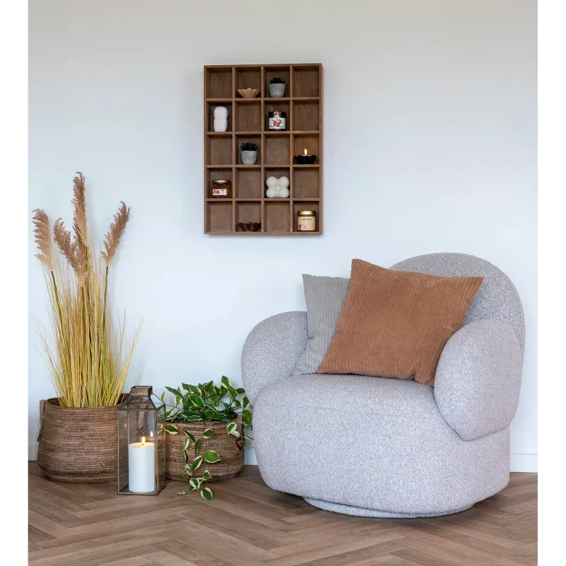 Messina Lounge-Sessel Drehfunktion Bouclé | Hellgrau