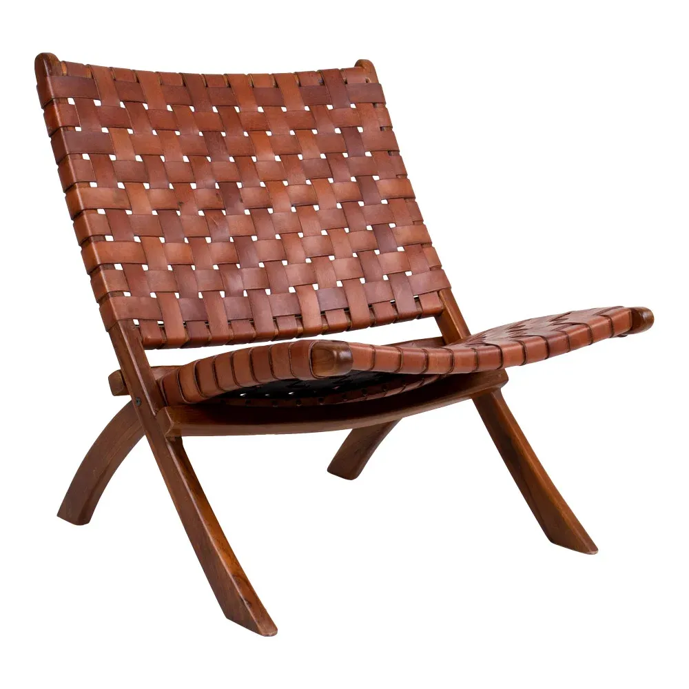 Perugia Luxus Klappstuhl Leder Teakholz | Braun Perugia Luxus Klappstuhl Leder Teakholz | Braun