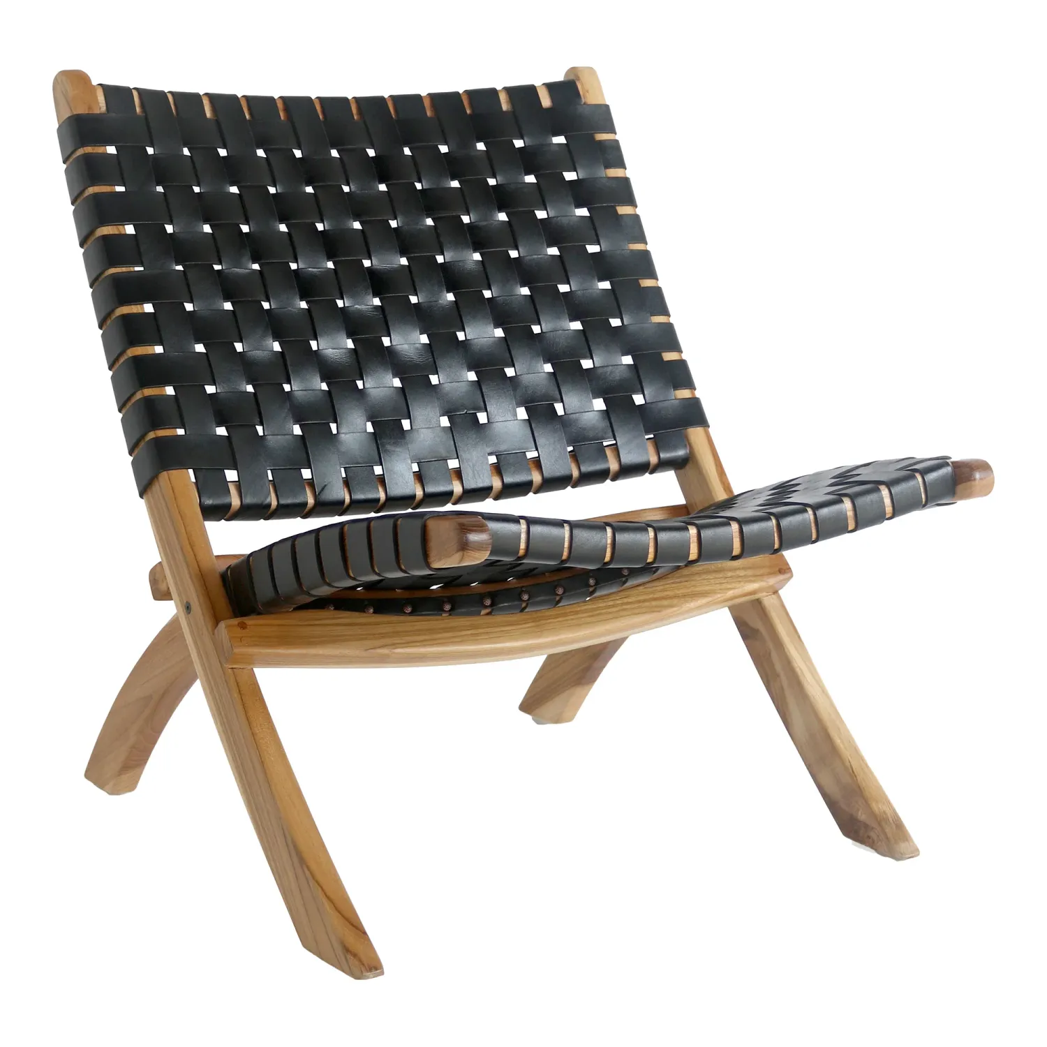 Perugia Luxus-Klappstuhl Leder Teakholz | Schwarz Perugia Luxus-Klappstuhl Leder Teakholz | Schwarz