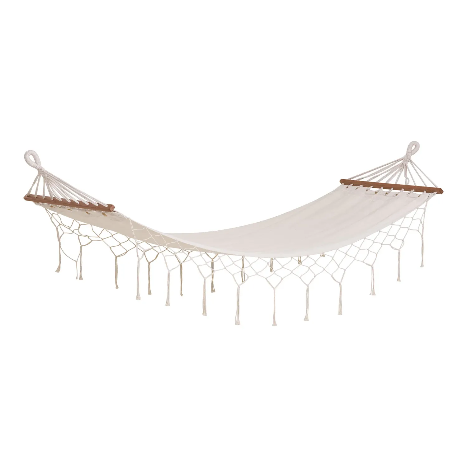 Edessa Hängematte Polyester Baumwolle Lärche | Cremeweiss Edessa Hängematte, cremeweiss, Polyester/Baumwolle, Lärche. Entspannung für Schweizer Gärten.