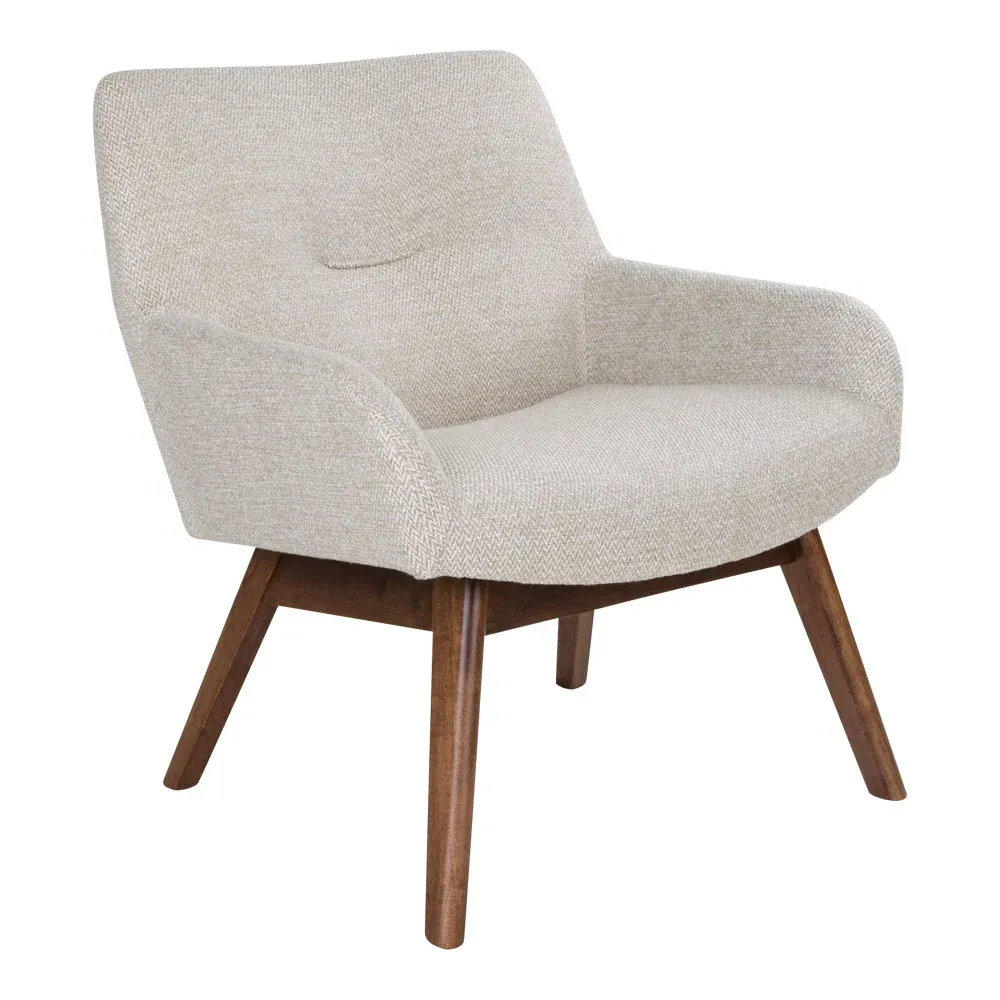 London Lounge Chair / Sessel Stoff Walnussholz | Sandfarben