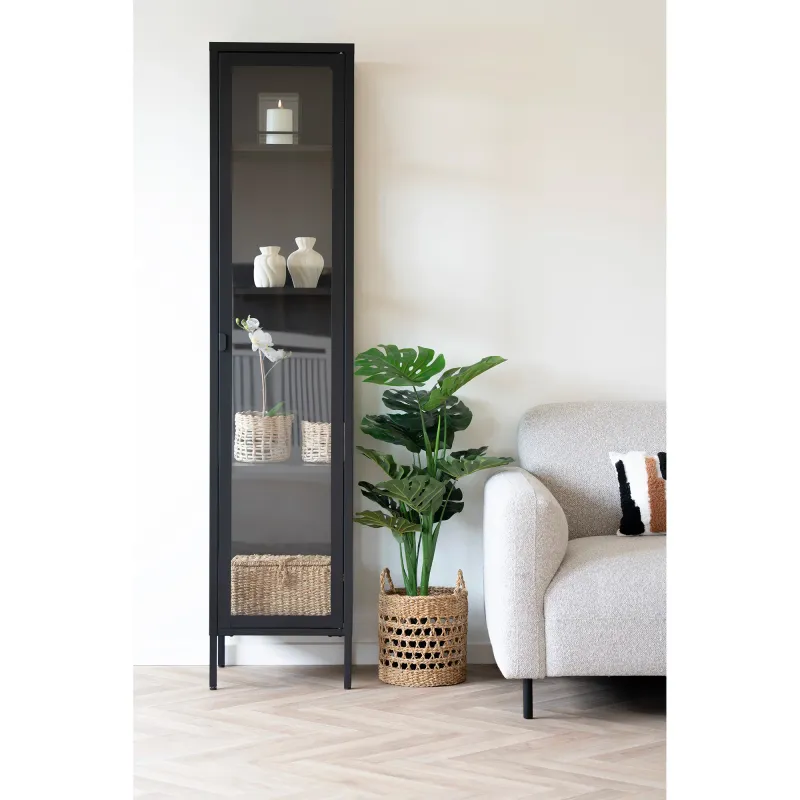 Brisbane Slim Vitrine 1 Glastür Stahl | Schwarz