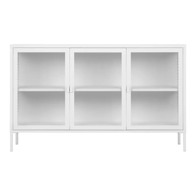Brisbane Sideboard Vitrine 3 Glastüren Stahl | Weiss