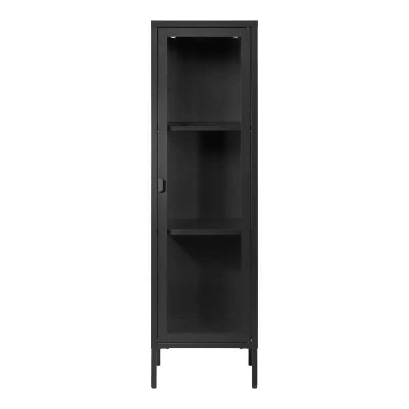 Brisbane Slim Vitrine 1 Glastür Stahl | Schwarz