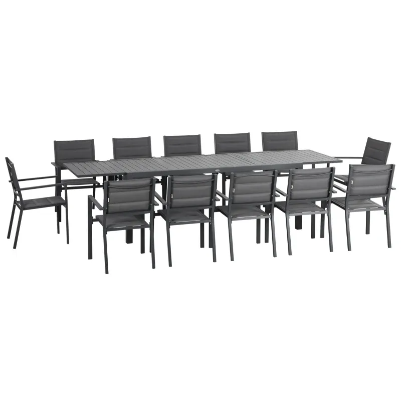 Grosses Gartenmöbel-Set für 8/12 Personen Ausziehbarer Tisch | Dunkelgrau Grosses Gartenmöbel-Set für 8/12 Personen Ausziehbarer Tisch | Dunkelgrau
