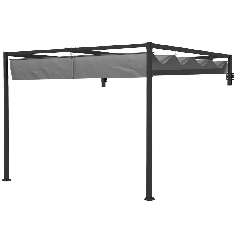 Pergola Gazebo 3x4 m Ausziehbares Dach Drainagelöcher Stahl Polyester | Dunkelgrau Pergola Gazebo 3x4 m Ausziehbares Dach Drainagelöcher Stahl Polyester | Dunkelgrau