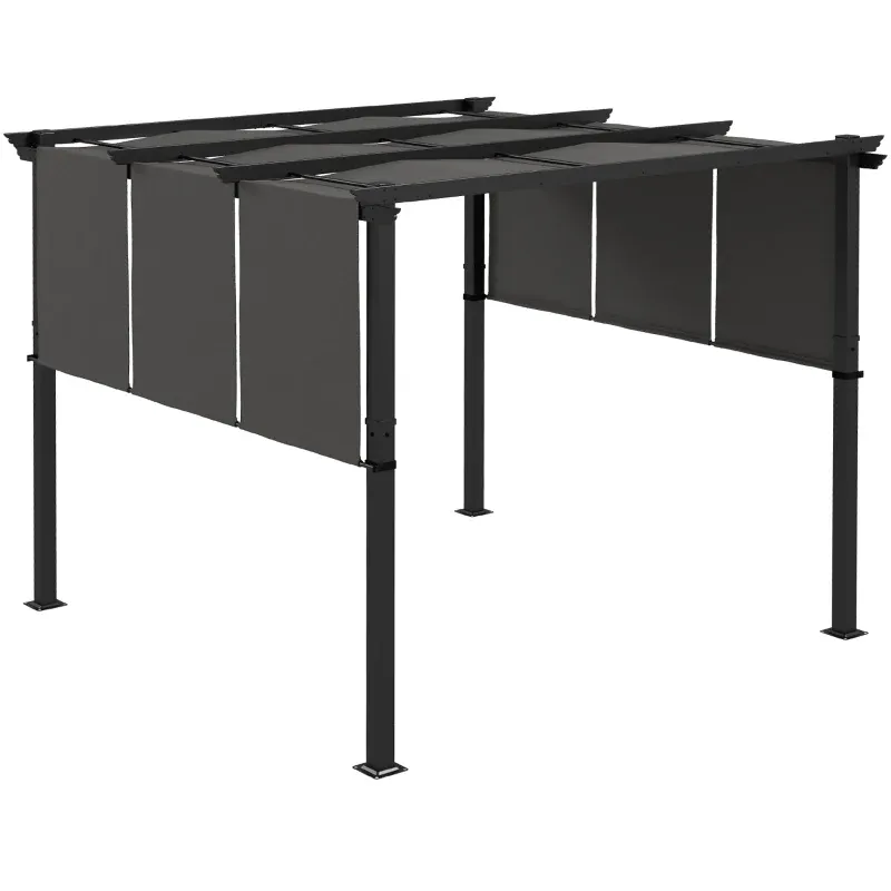 Pavillon Pergola 3 x 3 m Verschiebbare Stoffdächer Metallstruktur Polyester | Grau Pavillon Pergola 3 x 3 m Verschiebbare Stoffdächer Metallstruktur Polyester | Grau
