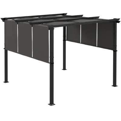 Pavillon Pergola 3 x 3 m Verschiebbare Stoffdächer Metallstruktur Polyester | Grau Pavillon Pergola 3 x 3 m Verschiebbare Stoffdächer Metallstruktur Polyester | Grau