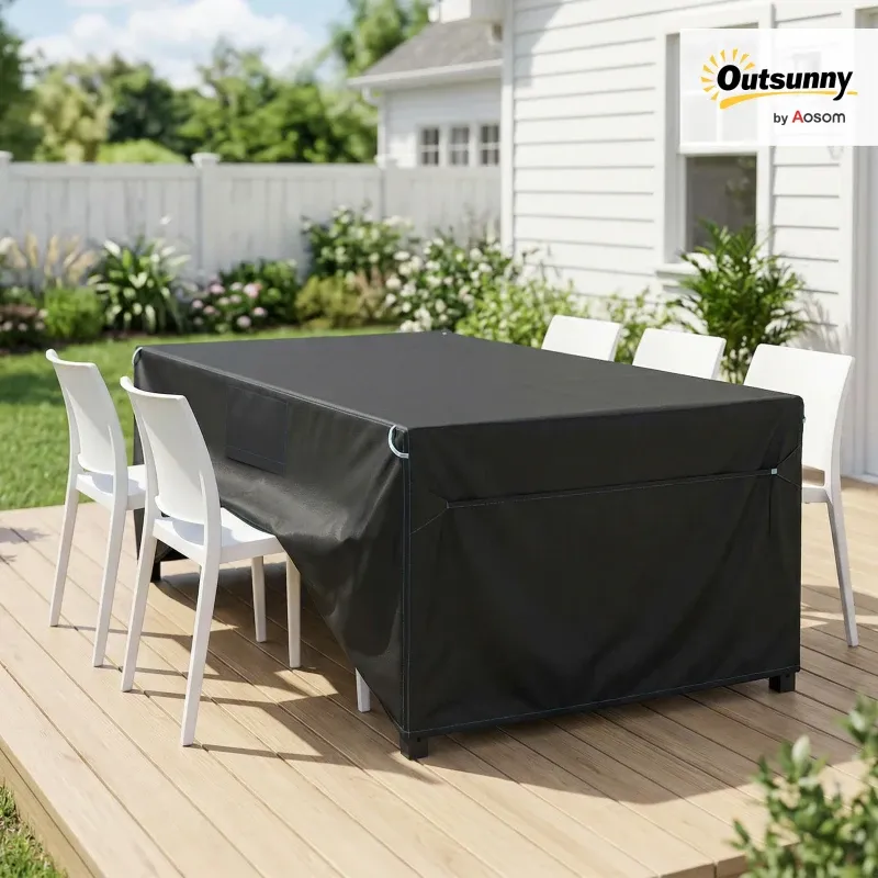 Schutzhülle Gartenmöbel Winterfest Wasserdicht Winddicht Anti-UV Abdeckplane 180x120x74cm | Schwarz