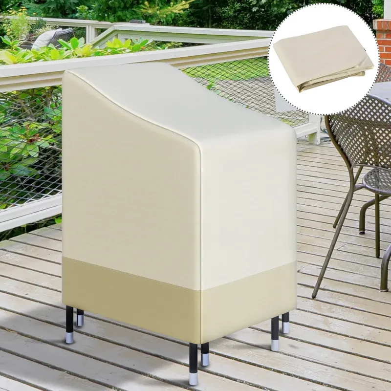 Schutzhülle Stapelbare Gartenstühle Wasserdichte Abdeckung 90x70x115cm  | Beige/Kaffee
