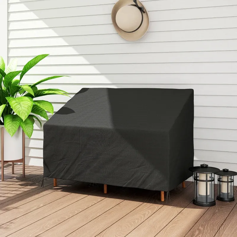 Bankabdeckung 2-Sitzer-Bank Oxford-Gewebe 600D Wasserabweisend | Schwarz