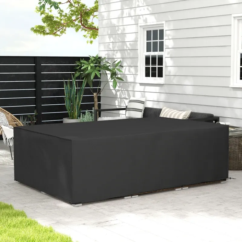 Husse Abdeckung Gartenmöbel Tisch 222x155x67cm | Schwarz