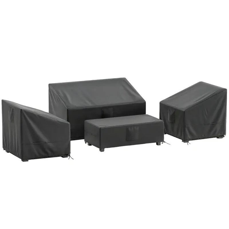 Gartenmöbel-Abdeckung-Set 4-teilig Wasserdicht | Schwarz