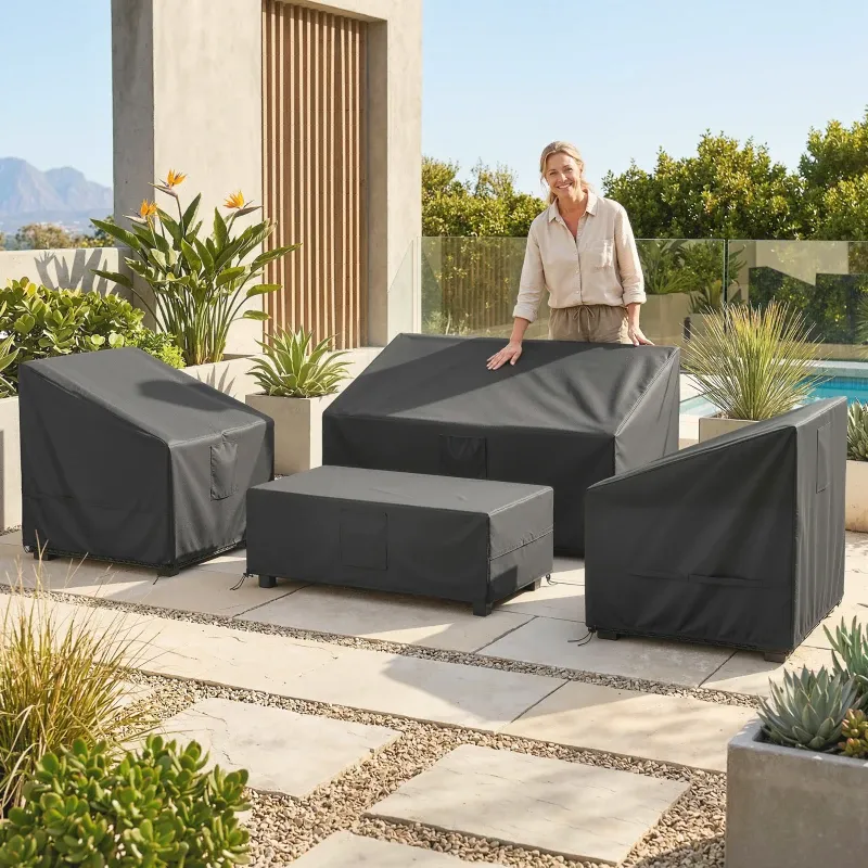 Gartenmöbel-Abdeckung-Set 4-teilig Wasserdicht | Schwarz
