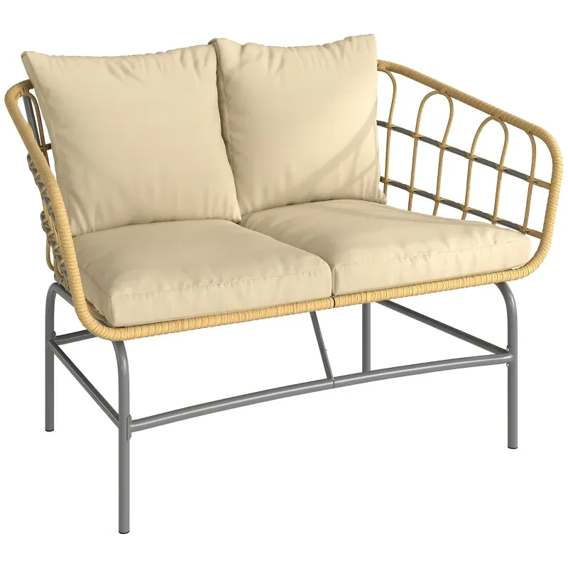 2‑Sitzer Gartensofa Polyrattan Dicke Anti-Rutsch-Kissen | Braun 2‑Sitzer Gartensofa Polyrattan Dicke Anti-Rutsch-Kissen | Braun