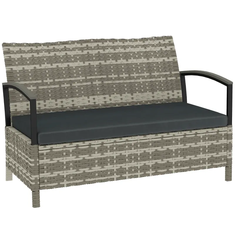 Gartenbank Stauraum 2-Sitzer Sitzbank Kissen Poly Rattan | Dunkelgrau Gartenbank Stauraum 2-Sitzer Sitzbank Kissen Poly Rattan | Dunkelgrau