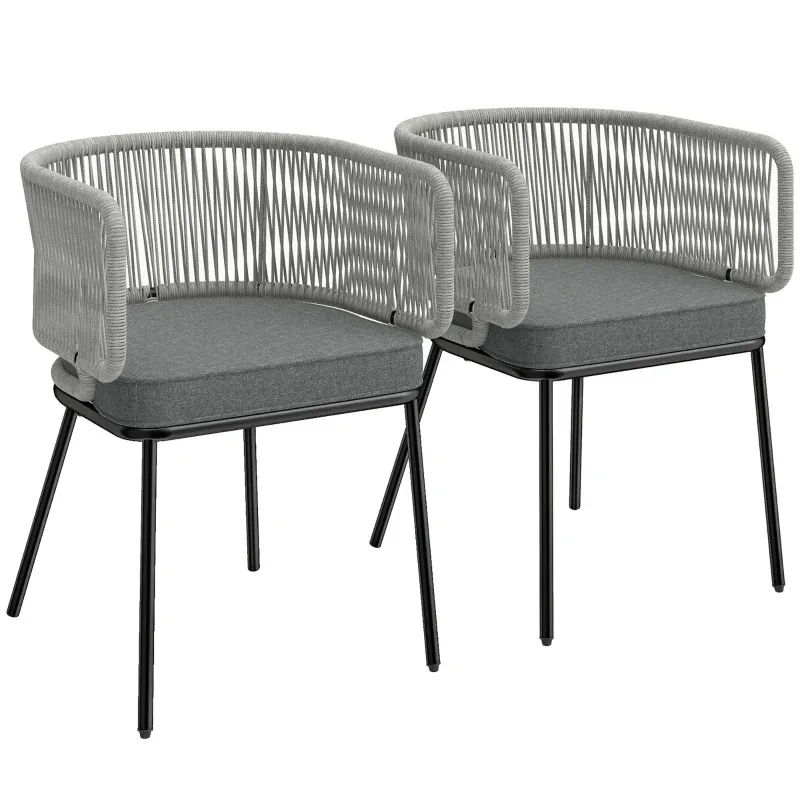 Gartenstühle 2 Stück Polyrattan Gartensessel Waschbare Kissen | Schwarz/Hellgrau/Grau Gartenstühle 2 Stück Polyrattan Gartensessel Waschbare Kissen | Schwarz/Hellgrau/Grau