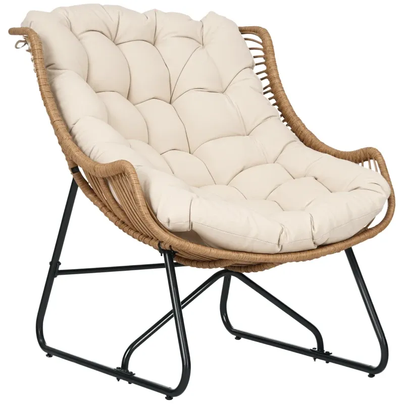 Rattansessel Dicke Kissen Garten Lounge Sessel | Natur/Khaki/Schwarz Rattansessel Dicke Kissen Garten Lounge Sessel | Natur/Khaki/Schwarz