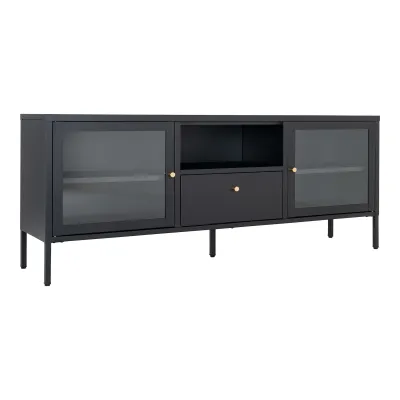 Dalby TV-Bank 2 Glastüren 1 Schublade Stahl | Schwarz