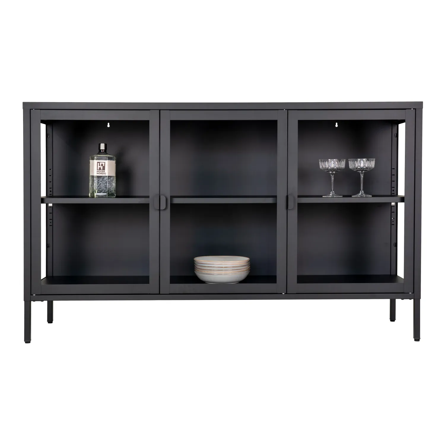 Brisbane Sideboard Vitrine 3 Glastüren Stahl | Schwarz Brisbane Sideboard Vitrine 3 Glastüren Stahl | Schwarz