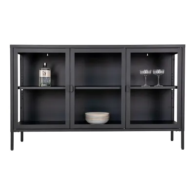 Brisbane Sideboard Vitrine 3 Glastüren Stahl | Schwarz Brisbane Sideboard Vitrine 3 Glastüren Stahl | Schwarz