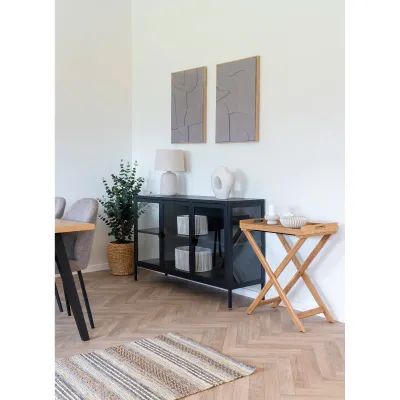 Brisbane Sideboard Vitrine 3 Glastüren Stahl | Schwarz